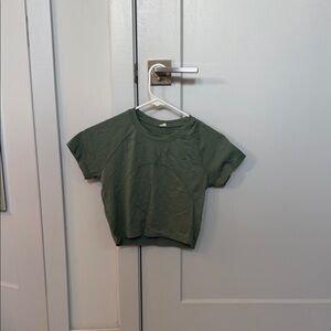 Kids Short Sleeve Crop T-Shirt in Olive Green